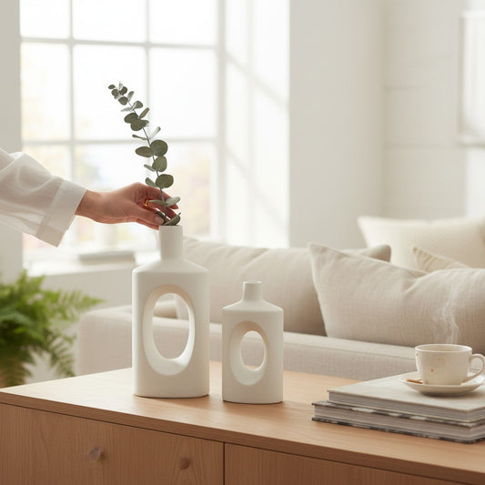 Scandinavian Style Abstract Hollow Ceramic Vase