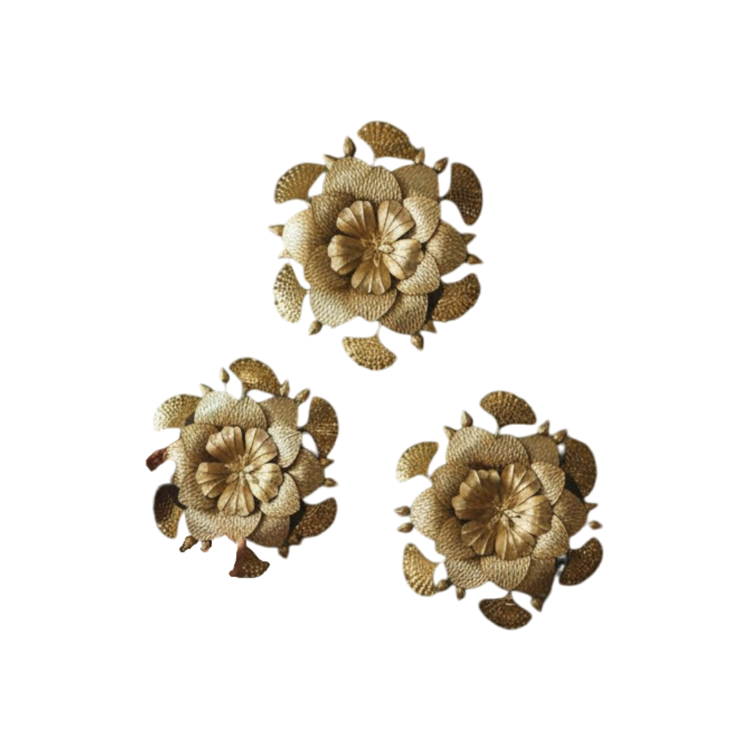 Golden Orbit Floral Wall Art