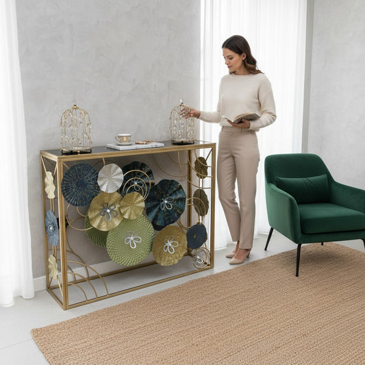 Opulent Floral Design Side Table