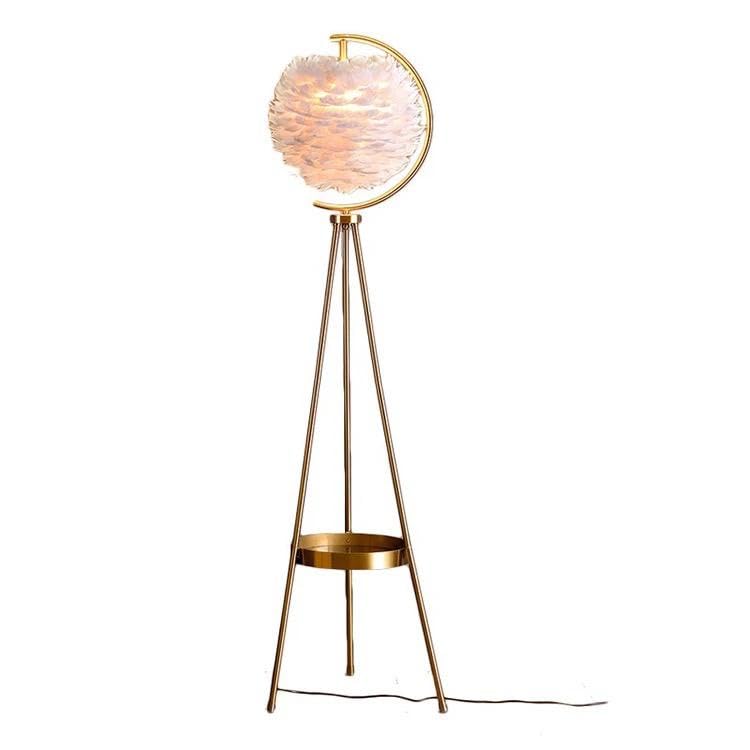 Bliss Bells Nordic Feather Tripod Floor Lamp – Gold Frame