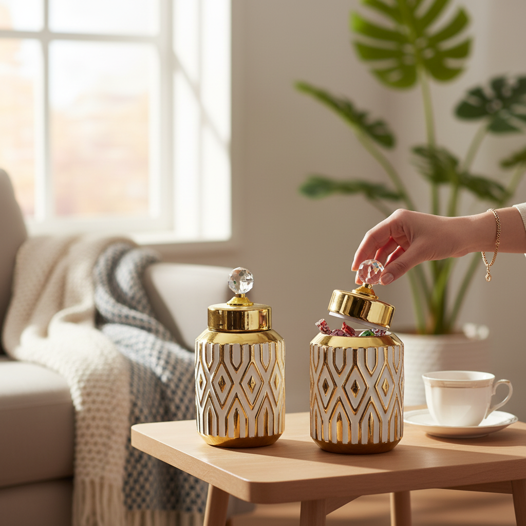 Classic Heritage Modern Ceramic Candy Jar