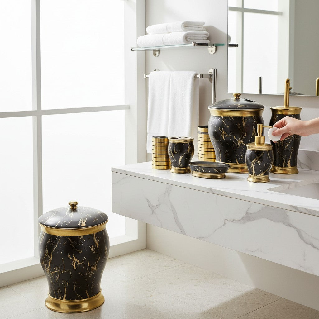 Luxe Matte Black Bathroom Set – 5 Pieces