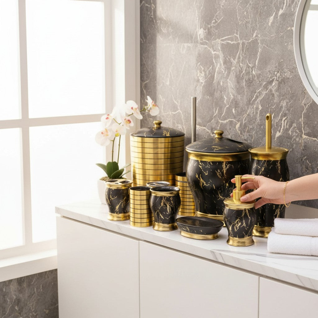 Luxe Matte Black Bathroom Set – 5 Pieces