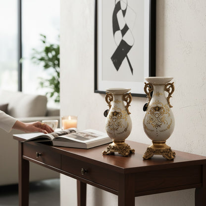 Elite Ornate Fabric Candle Holder Centerpiece