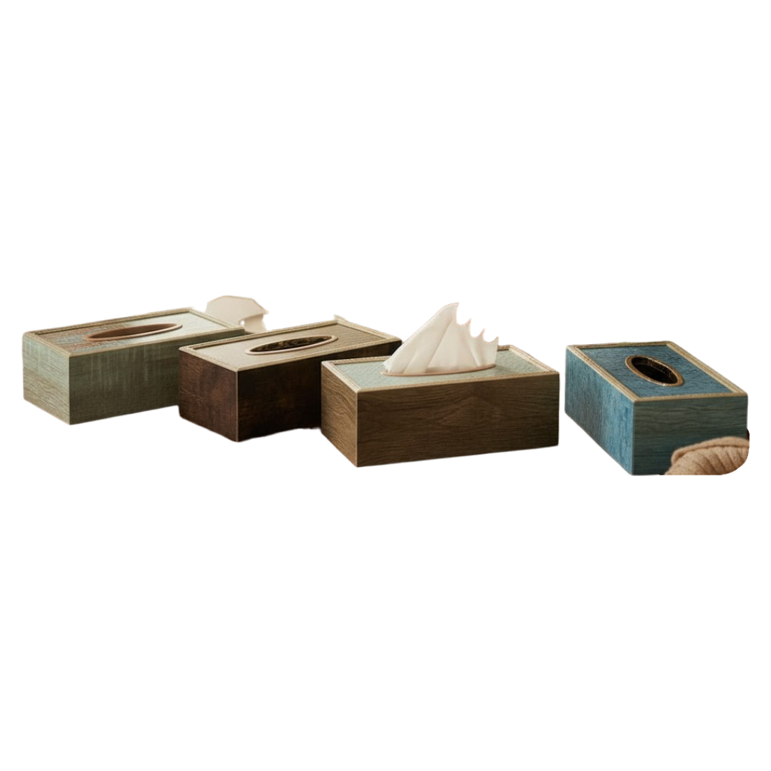 Minimalist Textured Wooden Tissue Storage Box