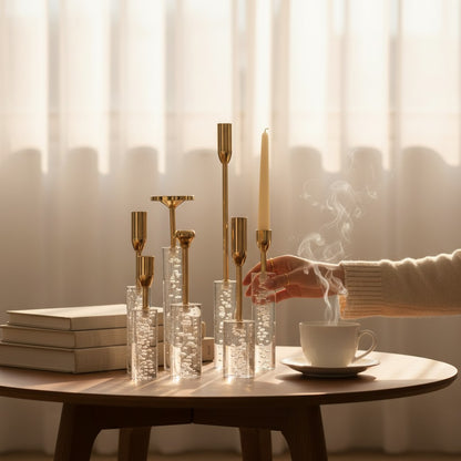 Luxury Crystal Acrylic 6-Piece Candle Stand Set