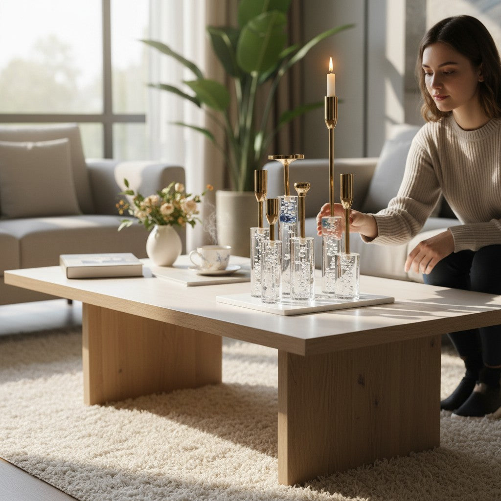 Luxury Crystal Acrylic 6-Piece Candle Stand Set