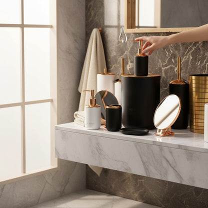 Luxe Matte Black Bathroom Set – 5 Pieces