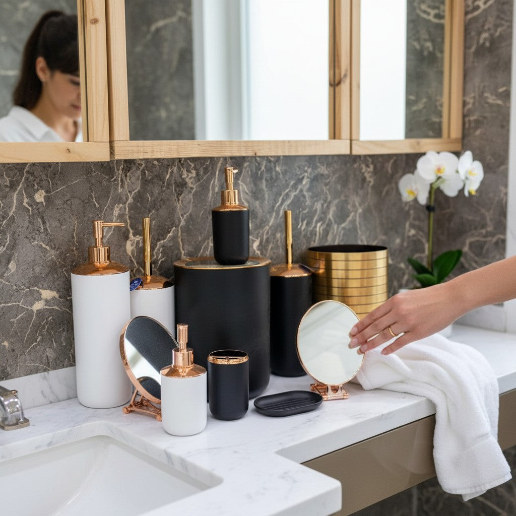 Luxe Matte Black Bathroom Set – 5 Pieces