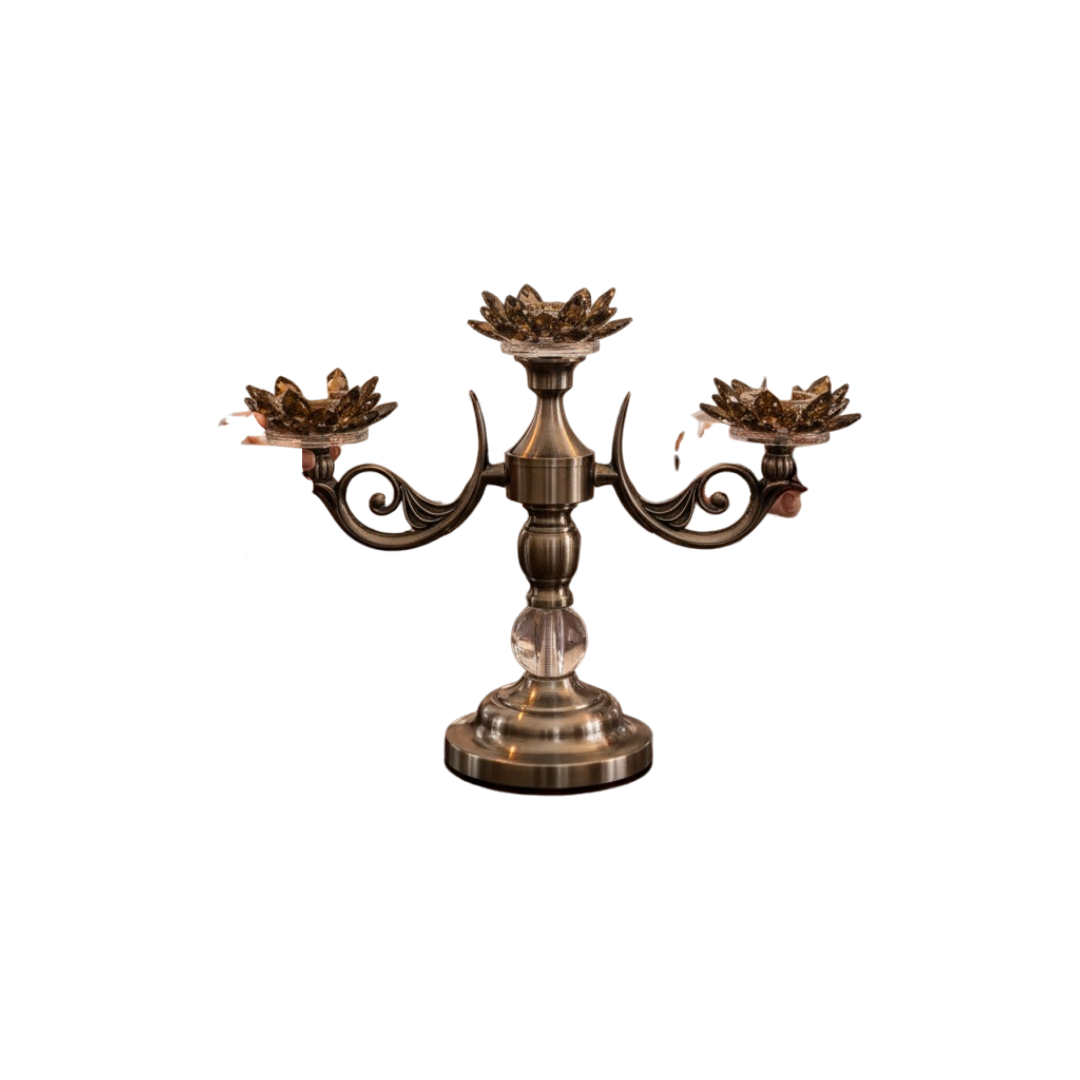 Luxe Crystal Lotus Vintage Candle Holder