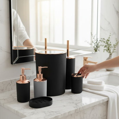 Luxe Matte Black Bathroom Set – 5 Pieces