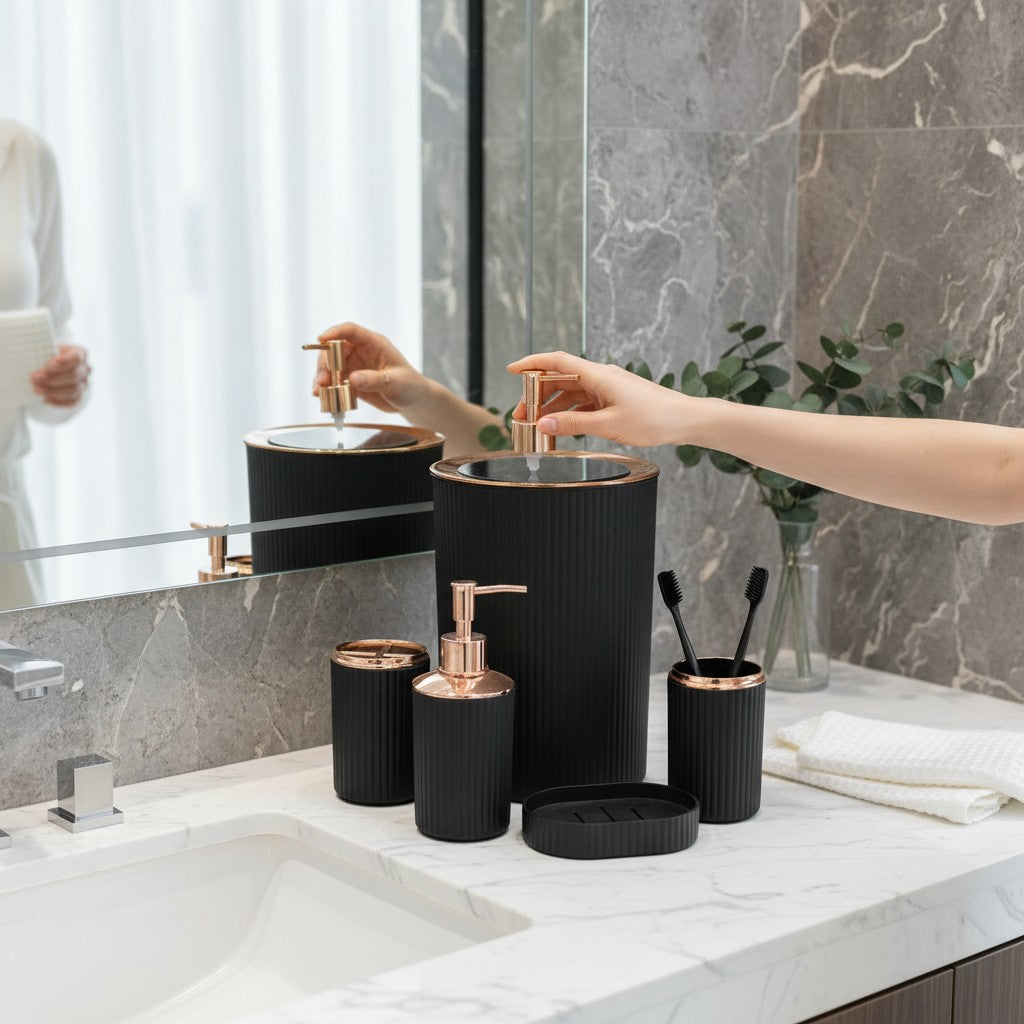 Luxe Matte Black Bathroom Set – 5 Pieces