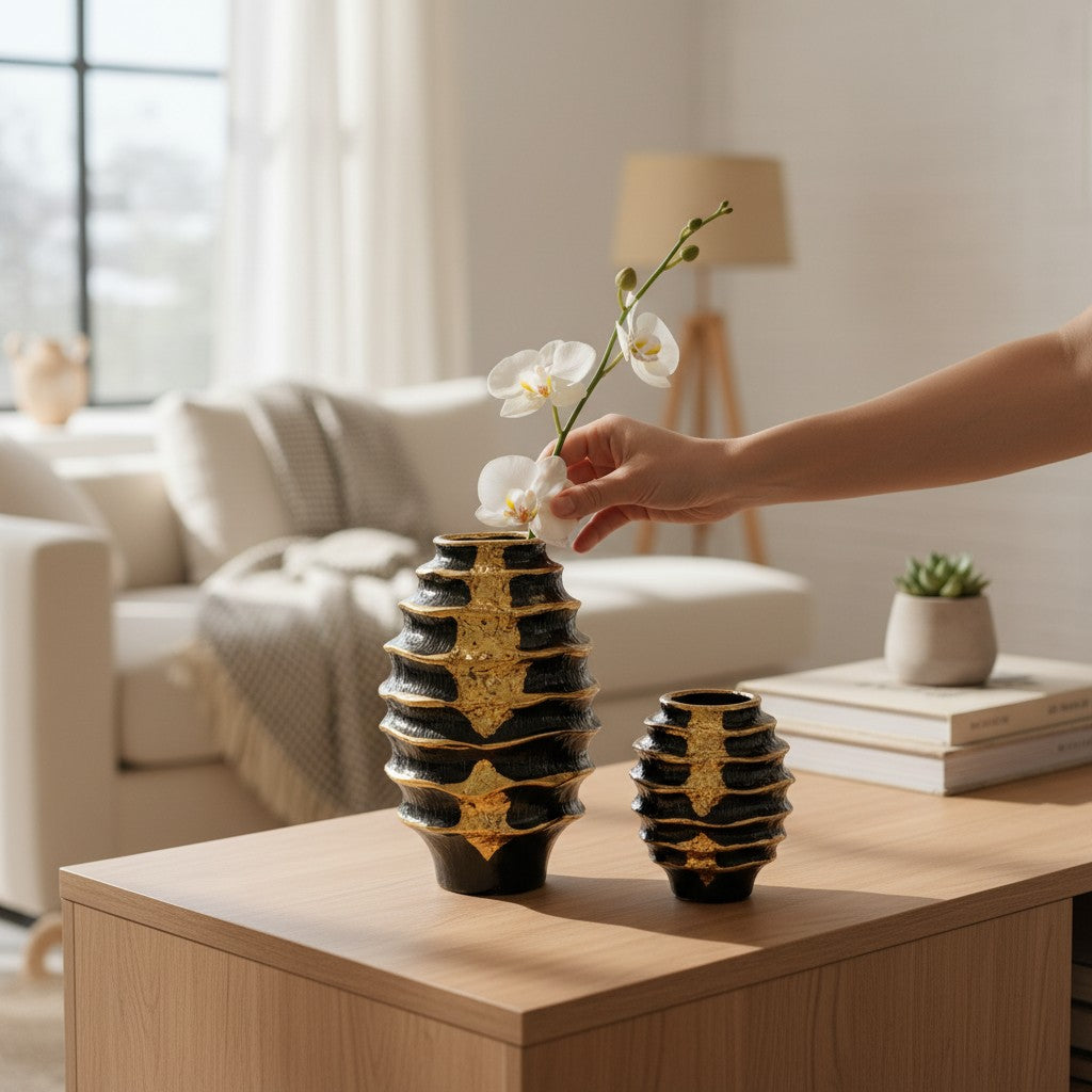 Nordic Modern Sculptural Double Loop Ceramic Vase