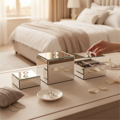 Modern Multi-Section Jewelry Organizer Box(3 Piece Set)