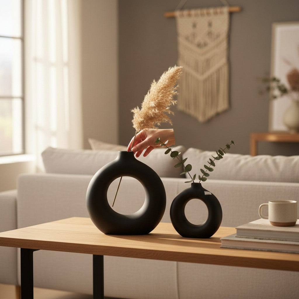 Nordic Elegant Curved Loop Minimalist Ceramic Vase
