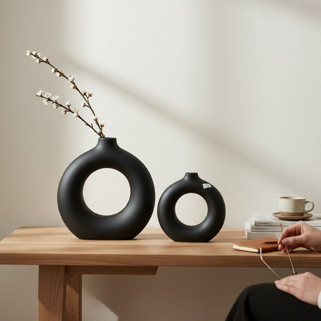 Nordic Elegant Curved Loop Minimalist Ceramic Vase