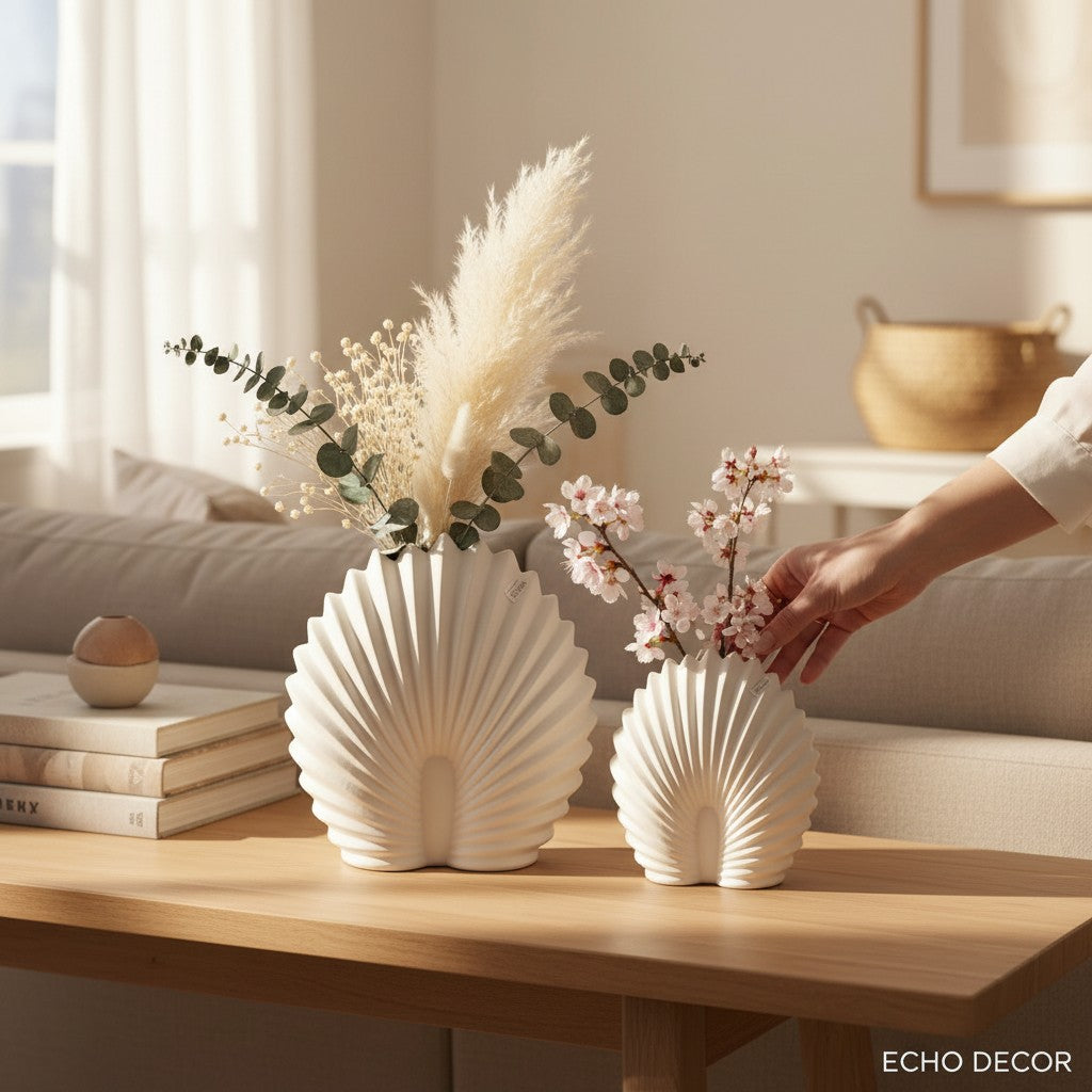 Contemporary Scandinavian Double Ring Black Vase