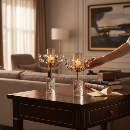 Modern Crystal Bloom Candle Holder
