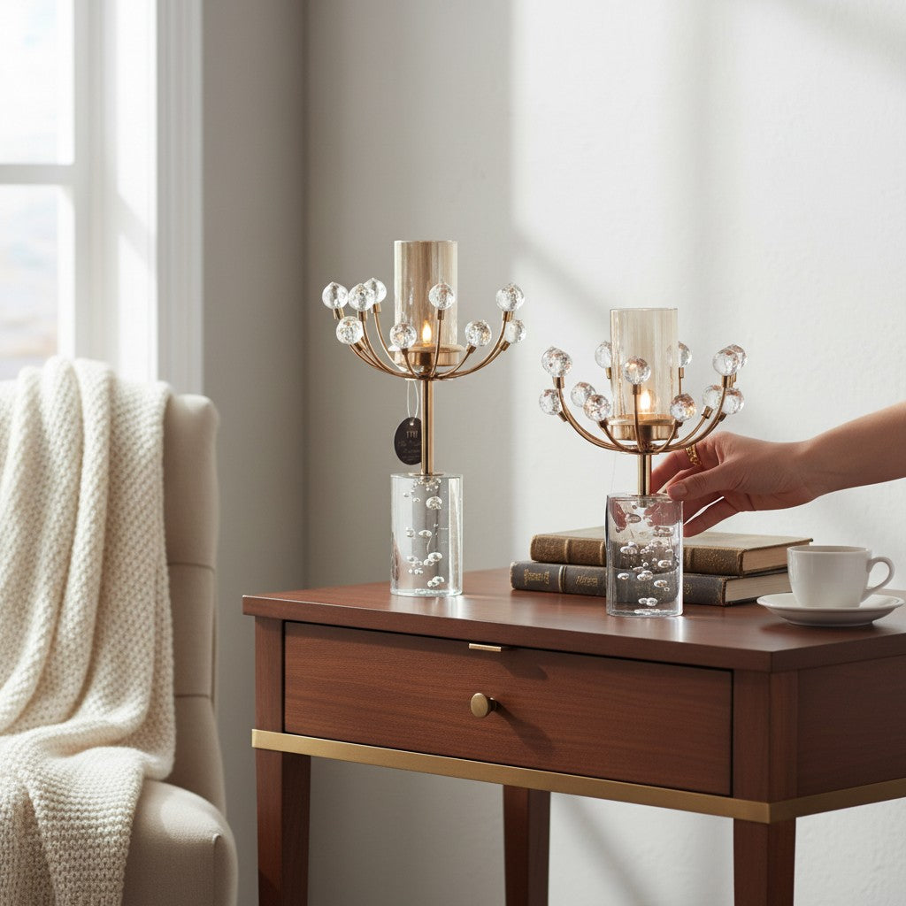 Modern Crystal Bloom Candle Holder
