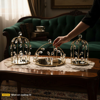 Luxury Metallic Crystal Lotus Tray