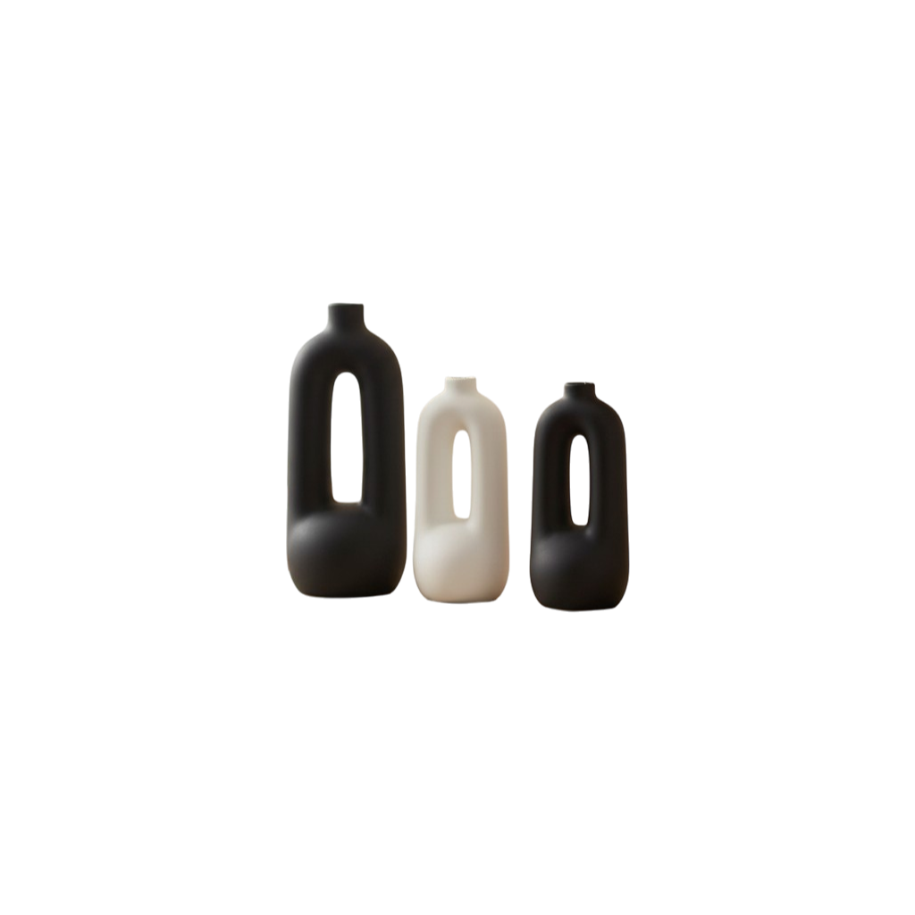 Nordic Inspired Minimal Double Loop Decorative Ceramic Vase