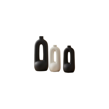 Nordic Inspired Minimal Double Loop Decorative Ceramic Vase