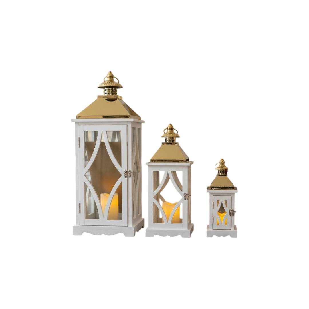 Modern White Luxury 3-Piece Lantern Set