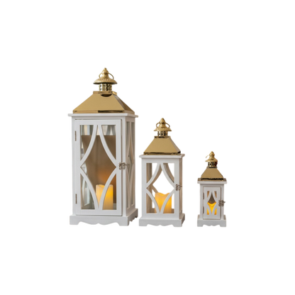 Modern White Luxury 3-Piece Lantern Set