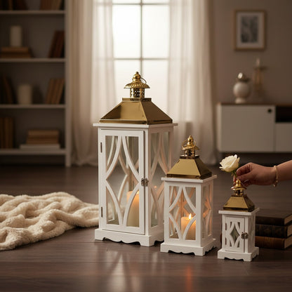Modern White Luxury 3-Piece Lantern Set