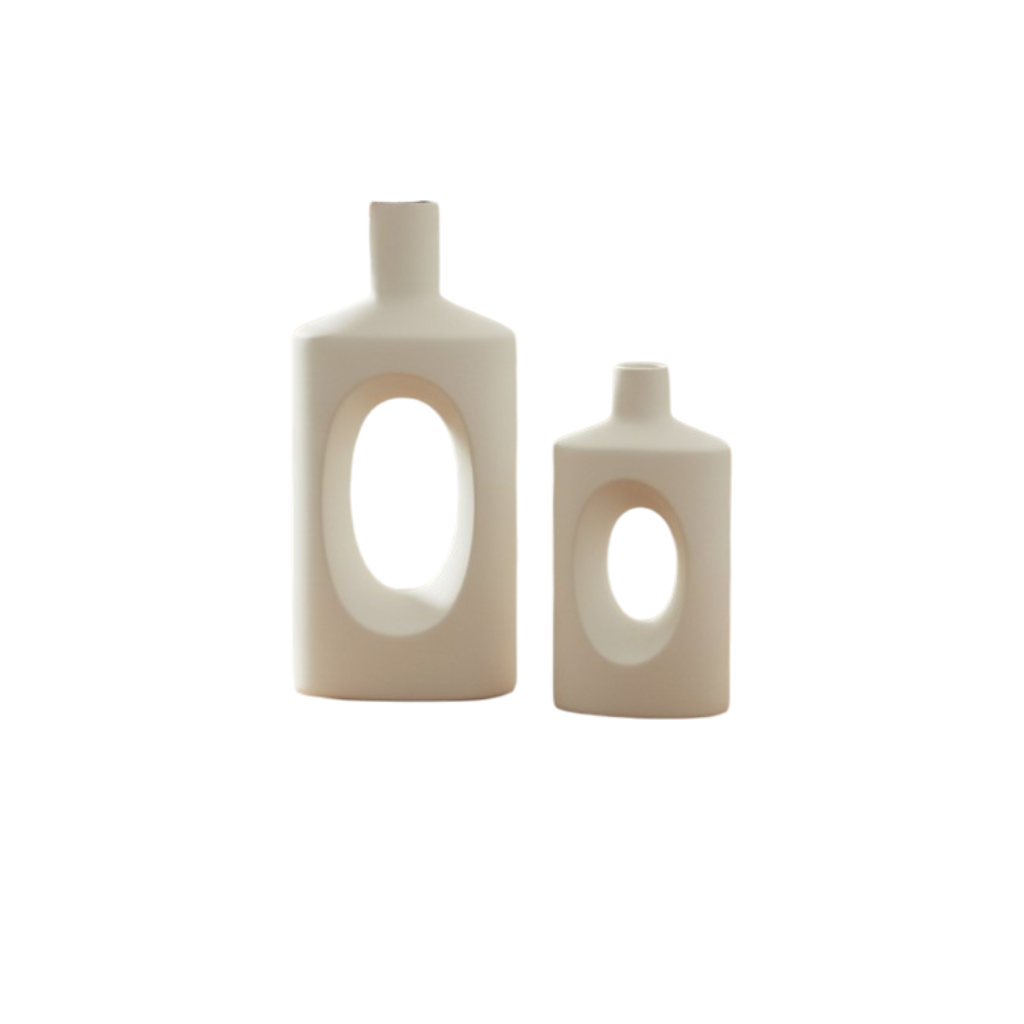 Scandinavian Style Abstract Hollow Ceramic Vase