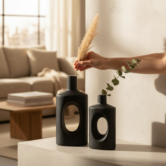 Nordic Harmony Abstract Double Loop Ceramic Vase