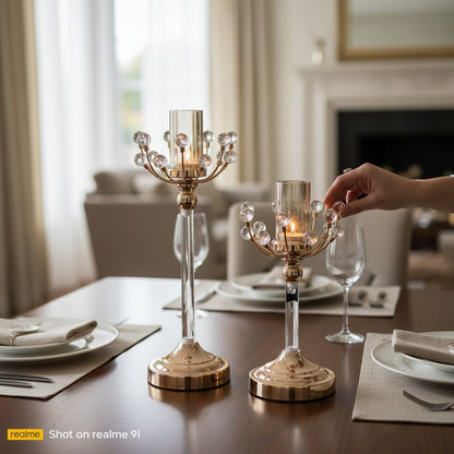 Opulent Crystal Bloom Candle Holder