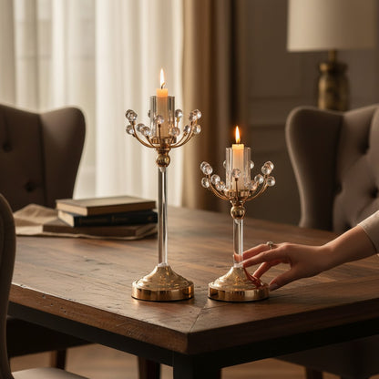 Opulent Crystal Bloom Candle Holder