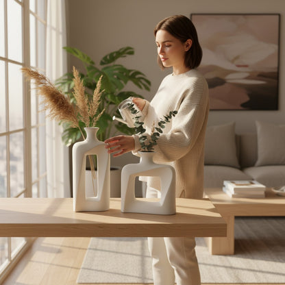 Scandinavian Minimal Hollow Curve Sculptural Vase