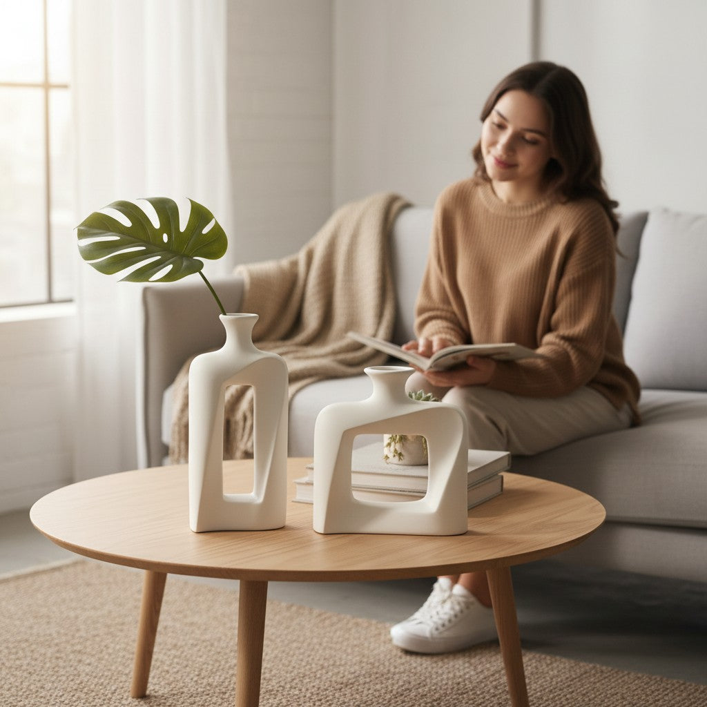 Scandinavian Minimal Hollow Curve Sculptural Vase