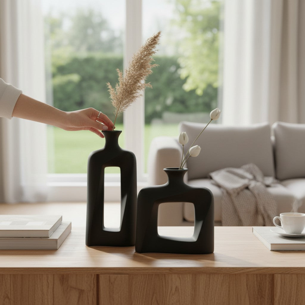 Nordic Contemporary Double Ring Artistic Ceramic Vase