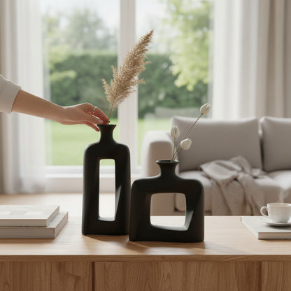 Nordic Contemporary Double Ring Artistic Ceramic Vase