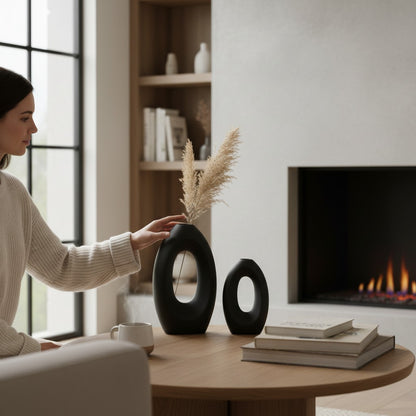 Modern Abstract Ring Statement Ceramic Vase