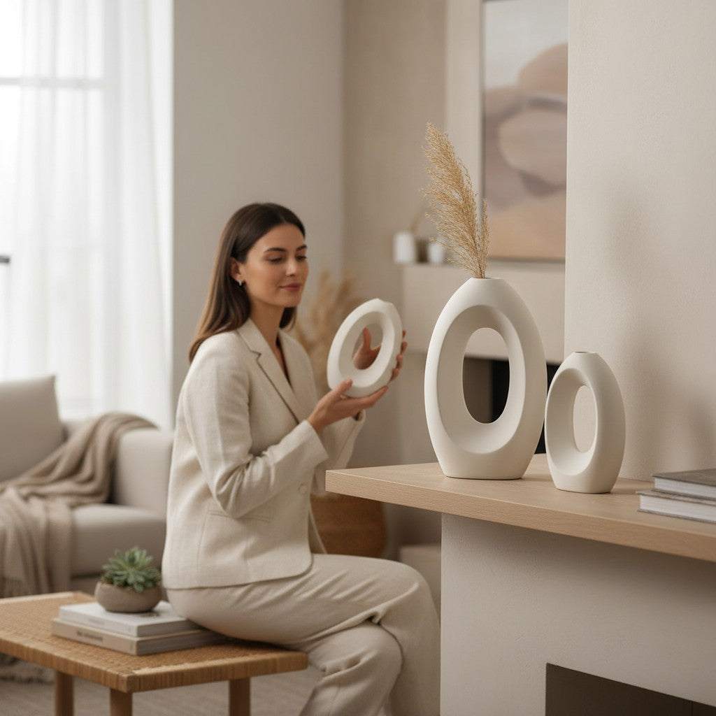 Nordic Inspired Sculptural Hollow Loop Art Vase