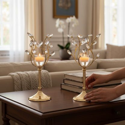Luxe Aura Crystal Lotus Candle Holder