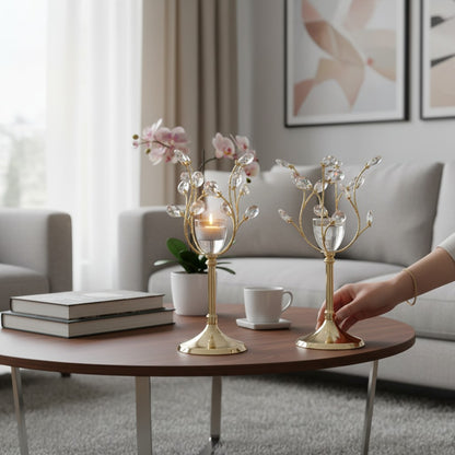 Luxe Aura Crystal Lotus Candle Holder