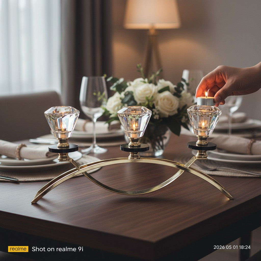 Glamour Bloom Crystal Candle Holder