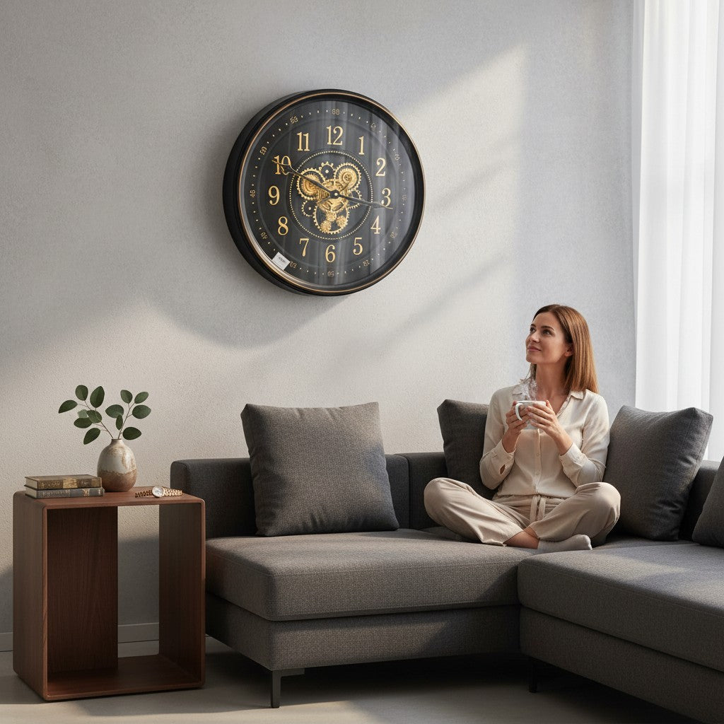 Industrial Luxe Moving Gear Clock