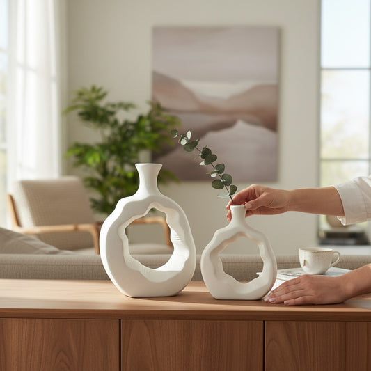 Scandinavian Lightform Double Loop Ceramic Vase