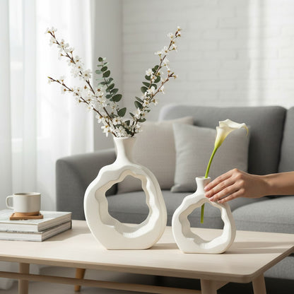 Scandinavian Lightform Double Loop Ceramic Vase