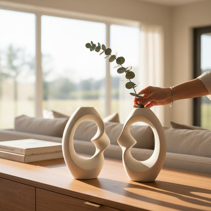 Nordic Calm Abstract Hollow Ring Art Vase