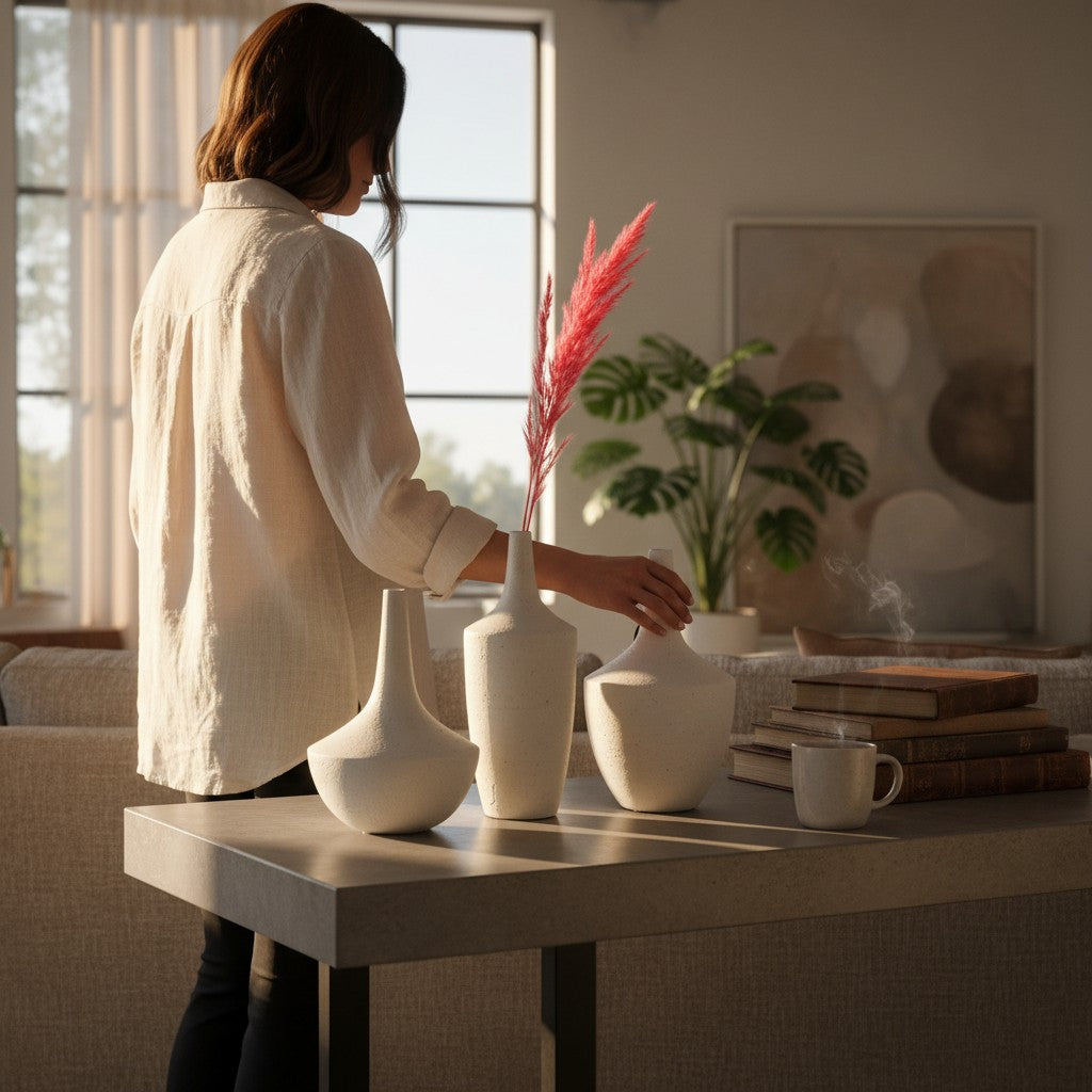 Scandinavian Refined Curve Sculptural Ceramic Vase