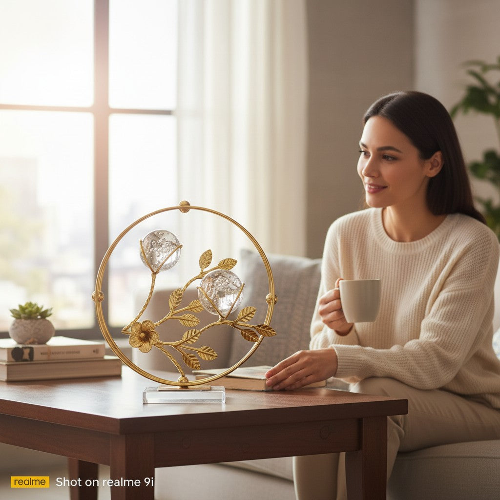 Golden Harmony Crystal Orb Décor