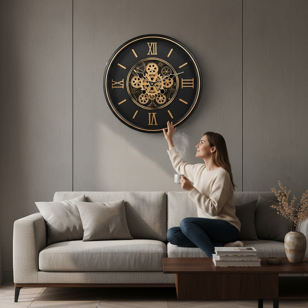 Luxury Exposed Gear Designer Clock