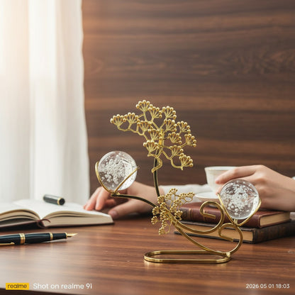 Royal Golden Tree Crystal Orb Décor